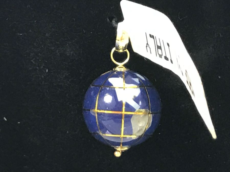 14k Yellow Gold Michael Anthony Inlaid Gemstone Globe Pendant Made In Italy [Photo 5]