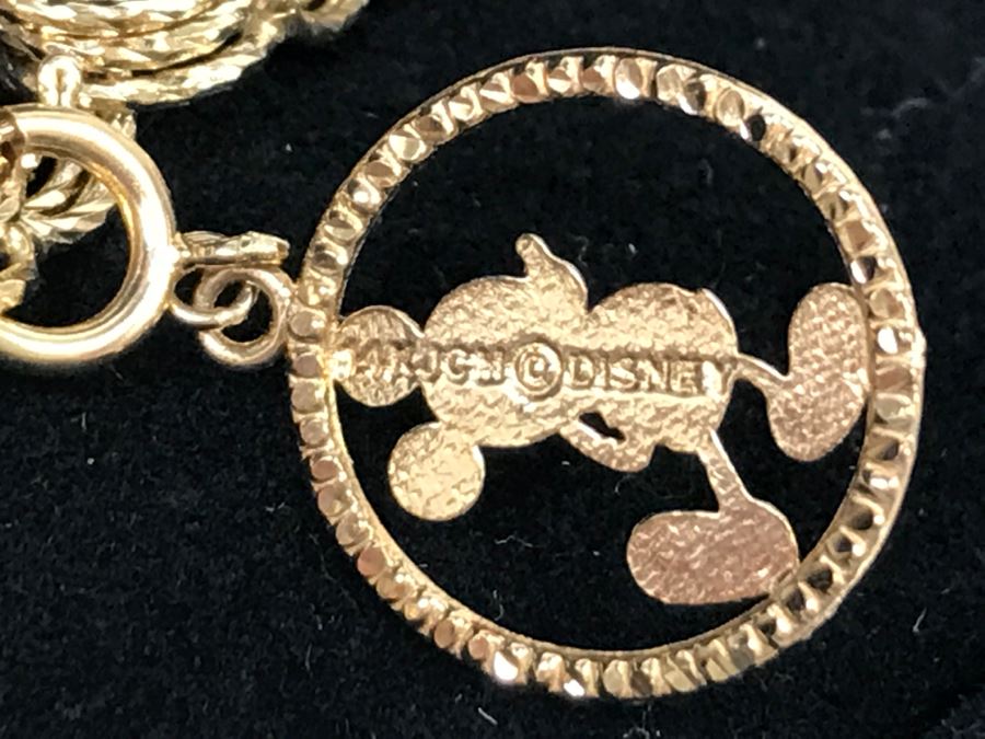 14K Yellow Gold Bracelet With Disney Mickey Mouse Charm 7g [Photo 9]