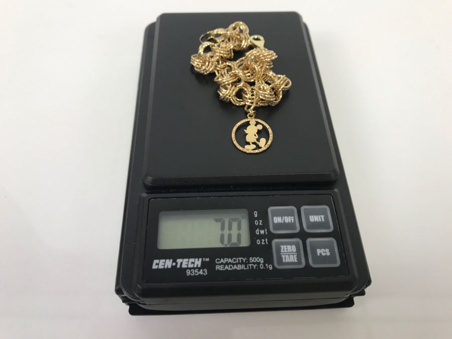 14K Yellow Gold Bracelet With Disney Mickey Mouse Charm 7g [Photo 11]