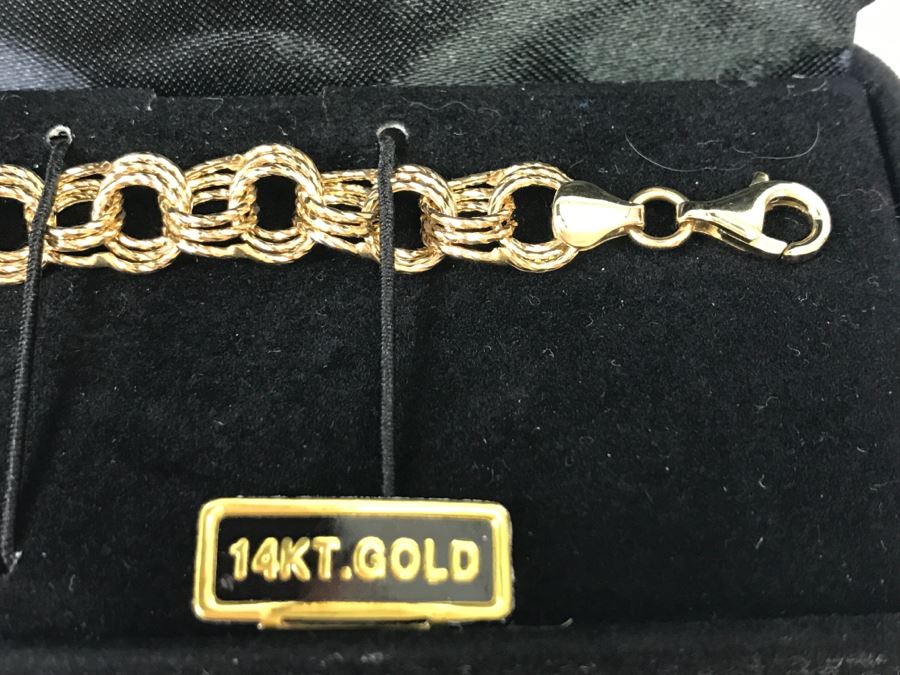14K Yellow Gold Bracelet With Disney Mickey Mouse Charm 7g [Photo 5]