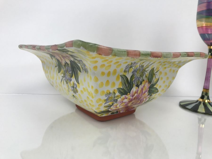 Set Of (5) MacKenzie-Childs Hand-Painted Ceramics 'Madison' Pattern + (2) MacKenzie-Childs Stemware + (2) Hand-Painted Stemware [Photo 10]