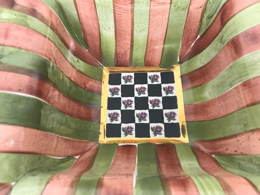 Set Of (5) MacKenzie-Childs Hand-Painted Ceramics 'Madison' Pattern + (2) MacKenzie-Childs Stemware + (2) Hand-Painted Stemware [Photo 13]