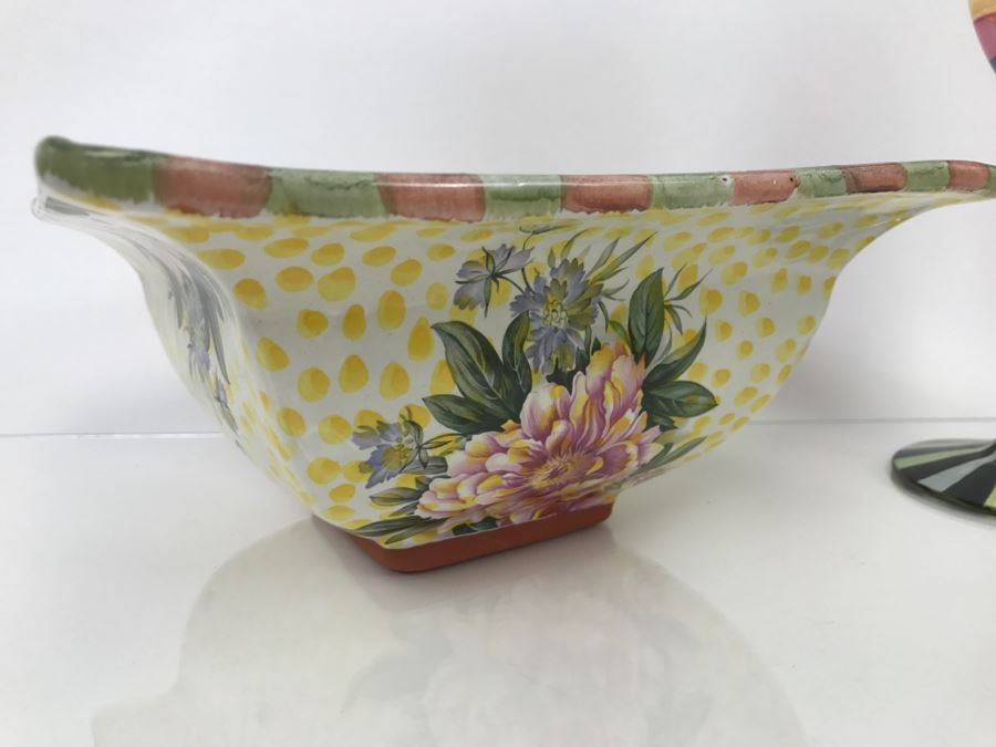 Set Of (5) MacKenzie-Childs Hand-Painted Ceramics 'Madison' Pattern + (2) MacKenzie-Childs Stemware + (2) Hand-Painted Stemware [Photo 11]