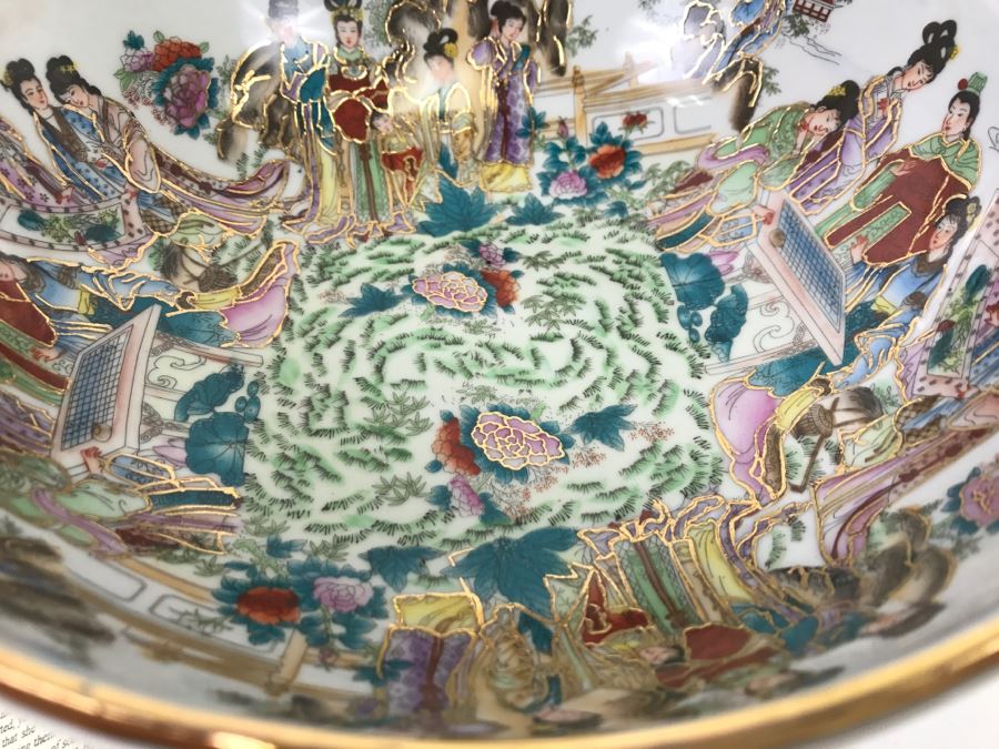 Chinese Scalloped Bowl With Wooden Base Scene From 'The Red Mansion' Yi Lin Arts & Treasures Of China [Photo 4]
