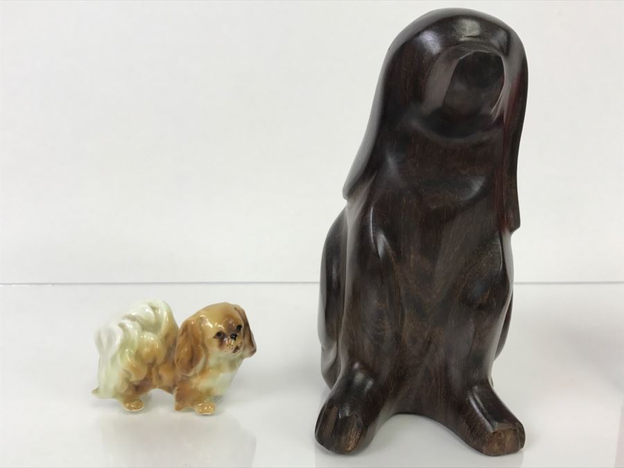 Large Carved Wood Dog And Small Hand-Painted Dog Figurine [Photo 4]