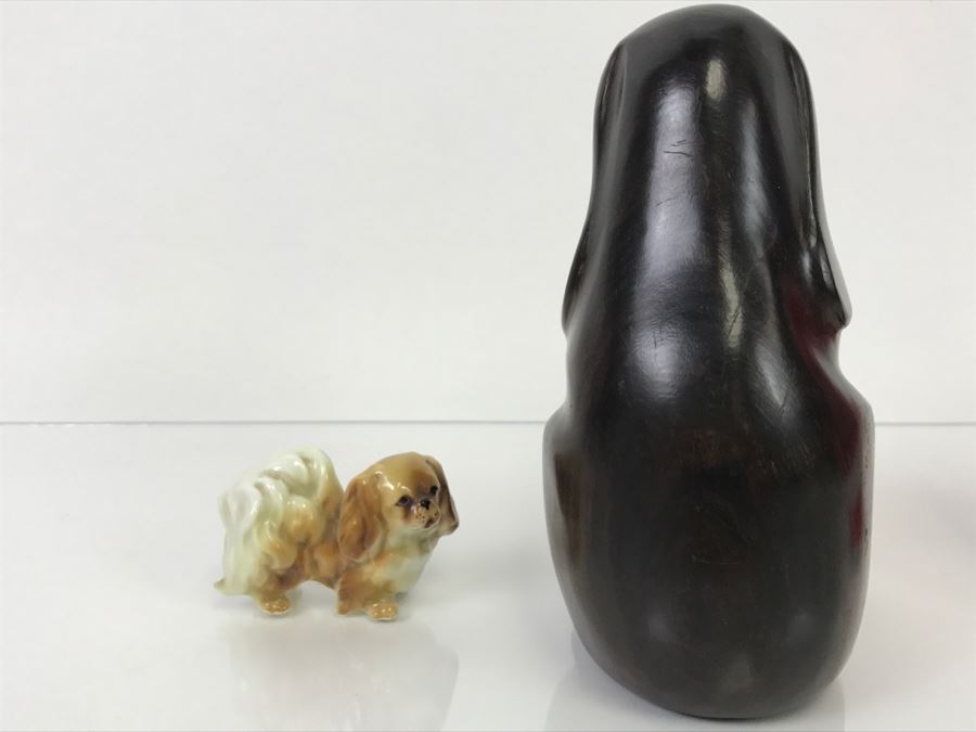 Large Carved Wood Dog And Small Hand-Painted Dog Figurine [Photo 6]