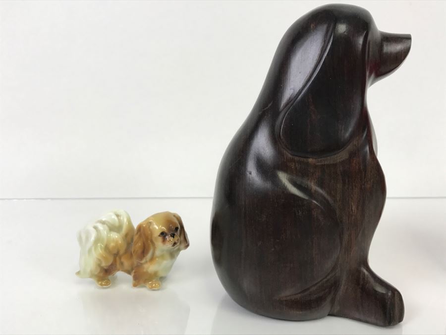 Large Carved Wood Dog And Small Hand-Painted Dog Figurine [Photo 5]