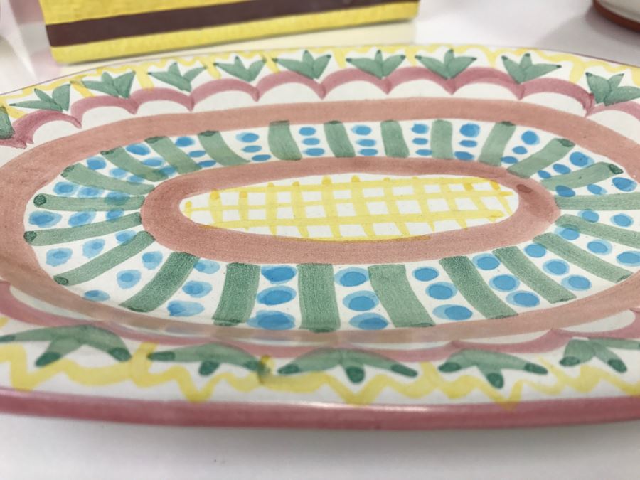 MacKenzie-Childs Hand-Painted Ceramics Platter 'Madison' Pattern And Bowl + Vietri Italian Cake Slice + Cupcake [Photo 4]