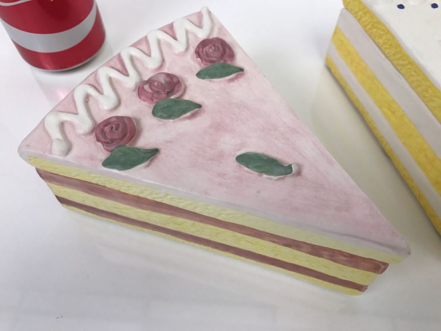 Set Of (3) Vietri Italian Covered Dishes In Form Of Cake Slice [Photo 7]