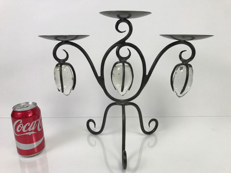 Metal And Glass 3-Arm Candelholder [Photo 2]