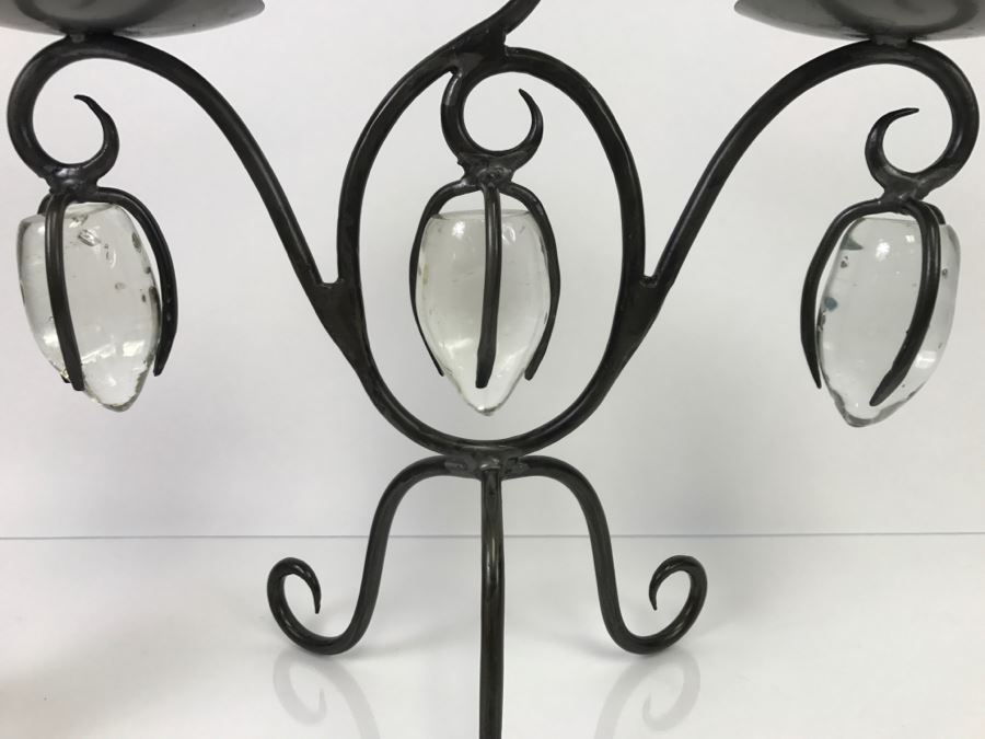 Metal And Glass 3-Arm Candelholder [Photo 3]