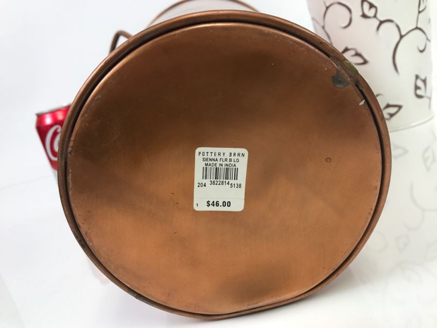 Copper Tone Pottery Barn Metal Vase And White Vase [Photo 5]