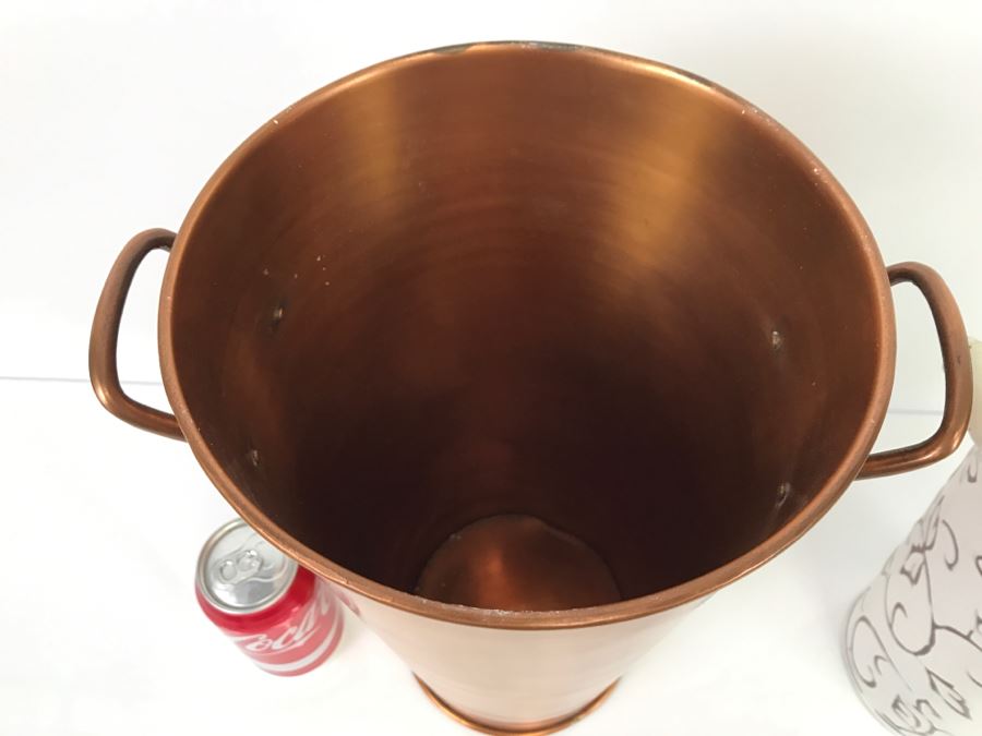 Copper Tone Pottery Barn Metal Vase And White Vase [Photo 4]