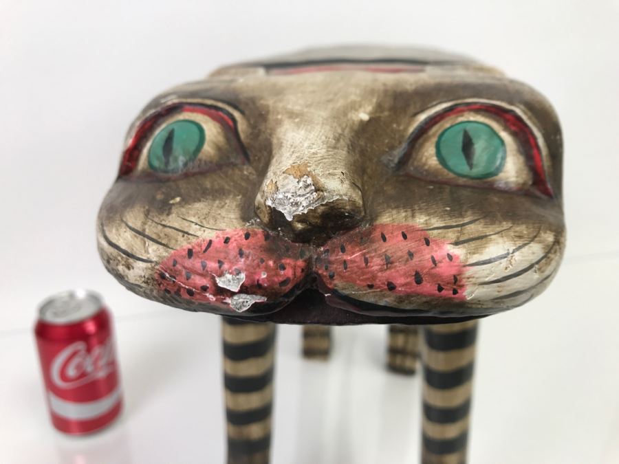 Unique Hand-Painted Stool In Form Of Cat - 1'10'W X 7'D X 1'2'H [Photo 5]
