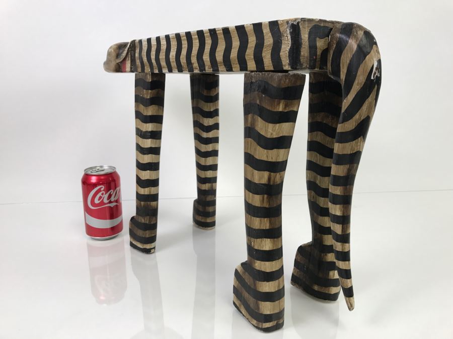 Unique Hand-Painted Stool In Form Of Cat - 1'10'W X 7'D X 1'2'H [Photo 8]