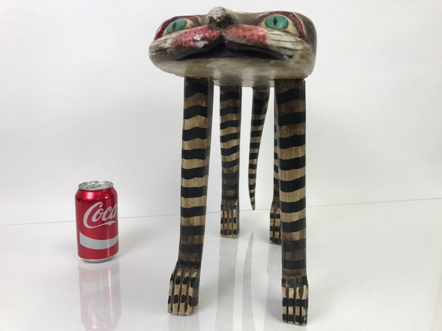 Unique Hand-Painted Stool In Form Of Cat - 1'10'W X 7'D X 1'2'H [Photo 6]
