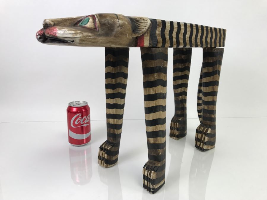 Unique Hand-Painted Stool In Form Of Cat - 1'10'W X 7'D X 1'2'H [Photo 7]