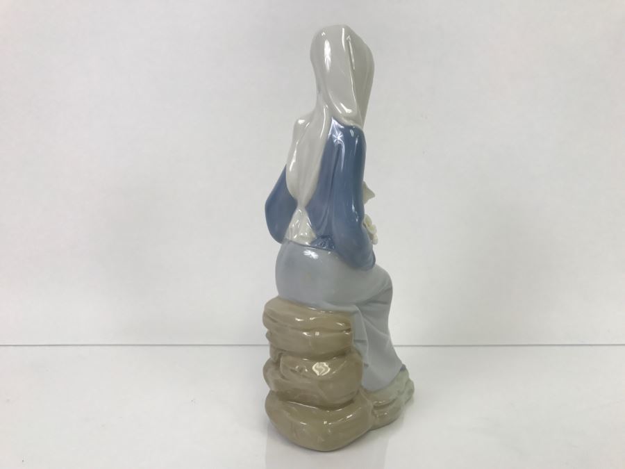Lladro Figurine Sitting Woman With Flowers [Photo 6]