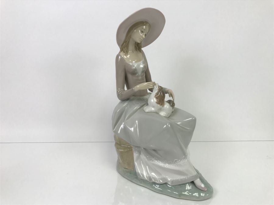 lladro figurine lady with dog