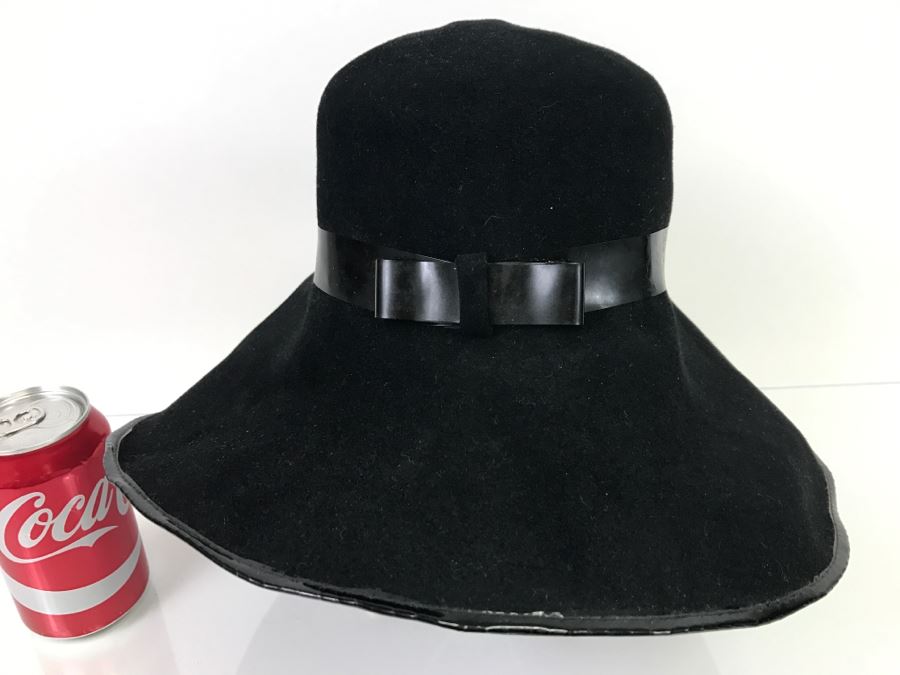 Vintage Black Harrods Felt Women's Hat - Does Not Include Stand [Photo 2]