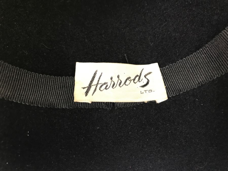 Vintage Black Harrods Felt Women's Hat - Does Not Include Stand [Photo 5]