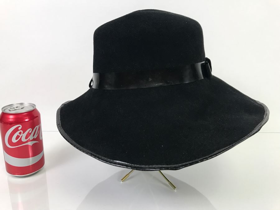 Vintage Black Harrods Felt Women's Hat - Does Not Include Stand [Photo 3]