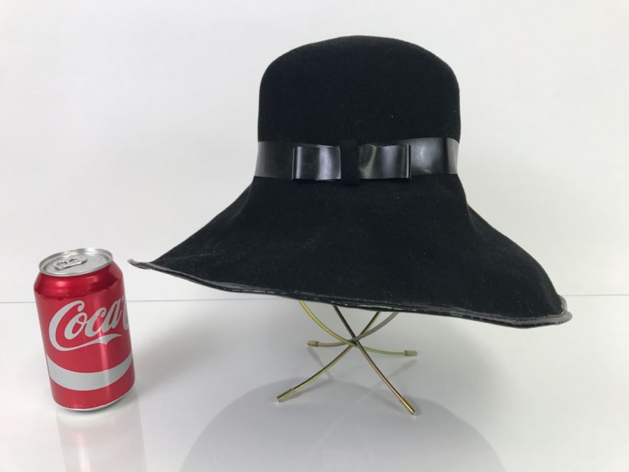 Vintage Black Harrods Felt Women's Hat - Does Not Include Stand