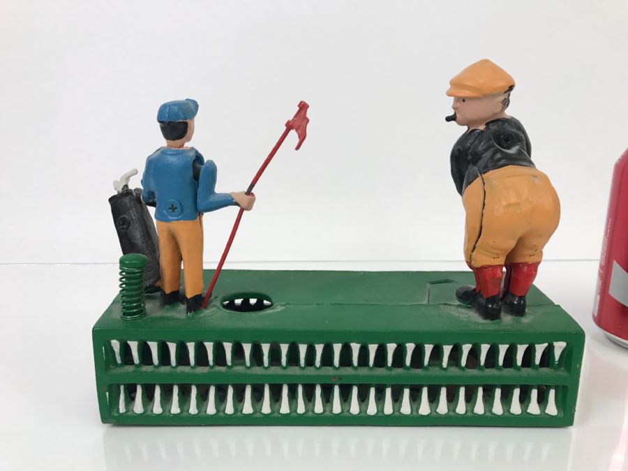 Reproduction Mechanical Bank Metal Birdie Putt Golfer With Caddy [Photo 8]