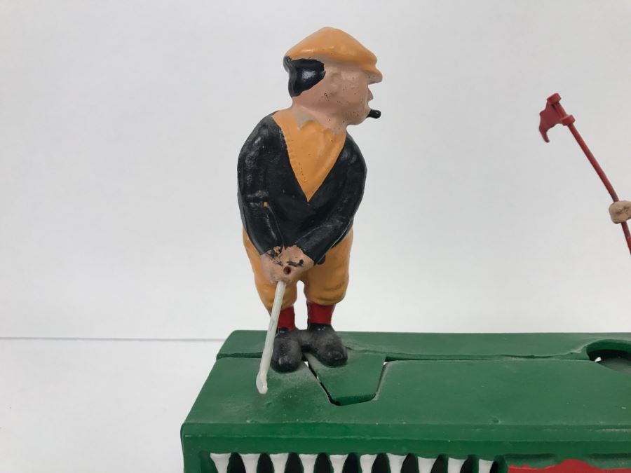 Reproduction Mechanical Bank Metal Birdie Putt Golfer With Caddy [Photo 4]