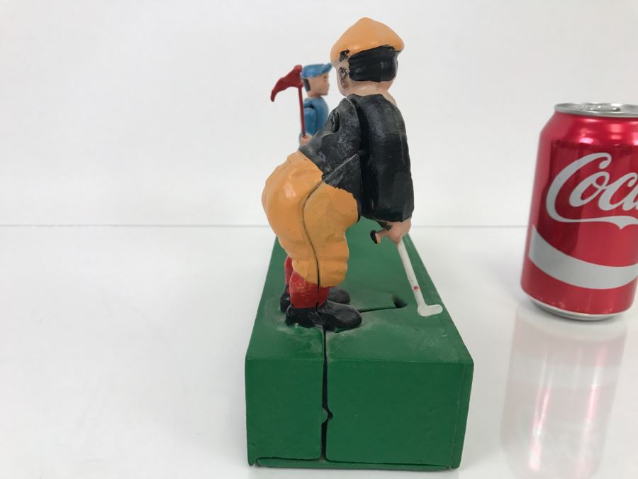 Reproduction Mechanical Bank Metal Birdie Putt Golfer With Caddy [Photo 7]