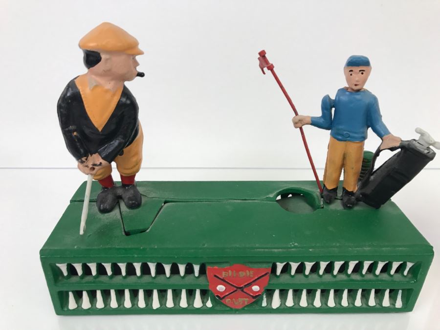 Reproduction Mechanical Bank Metal Birdie Putt Golfer With Caddy [Photo 2]