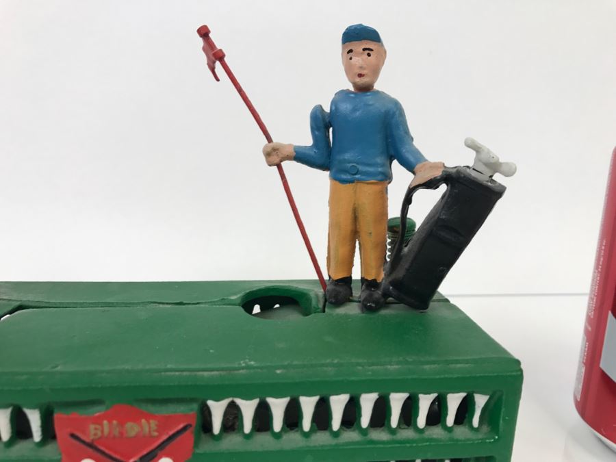 Reproduction Mechanical Bank Metal Birdie Putt Golfer With Caddy [Photo 5]