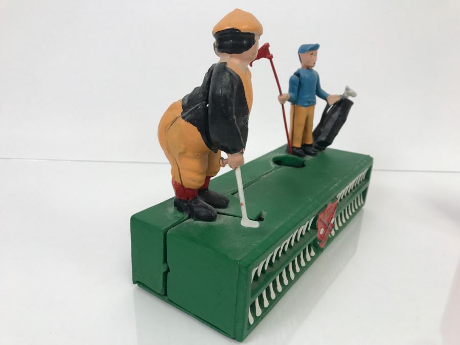 Reproduction Mechanical Bank Metal Birdie Putt Golfer With Caddy [Photo 6]