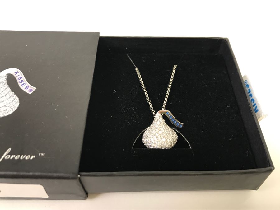 Hershey Kisses Sterling Silver Pendant With CZ Stones And Sterling Silver Chain New In Box [Photo 5]