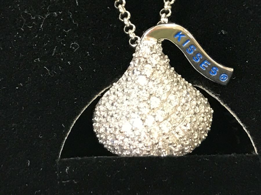 Hershey Kisses Sterling Silver Pendant With CZ Stones And Sterling Silver Chain New In Box [Photo 8]