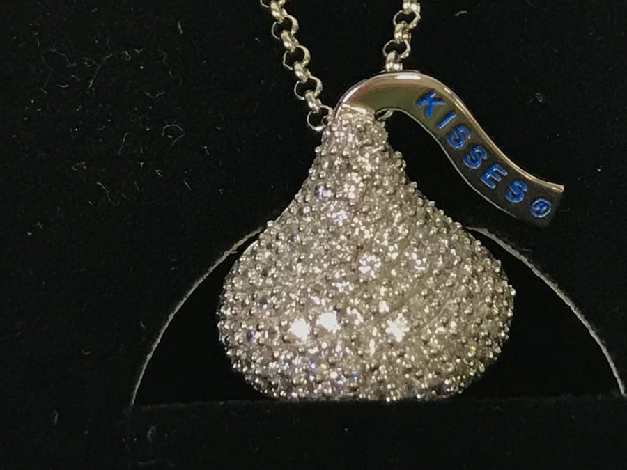 Hershey Kisses Sterling Silver Pendant With CZ Stones And Sterling Silver Chain New In Box [Photo 9]