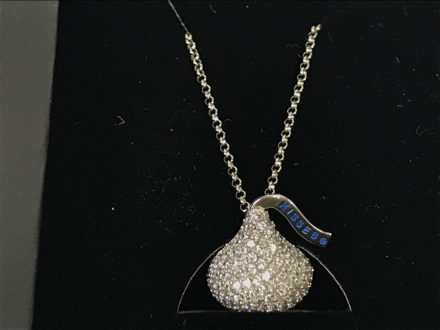 Hershey Kisses Sterling Silver Pendant With CZ Stones And Sterling Silver Chain New In Box [Photo 6]