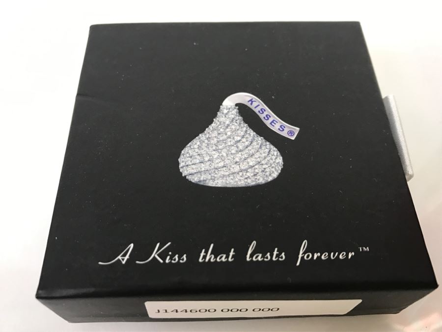 Hershey Kisses Sterling Silver Pendant With CZ Stones And Sterling Silver Chain New In Box [Photo 3]