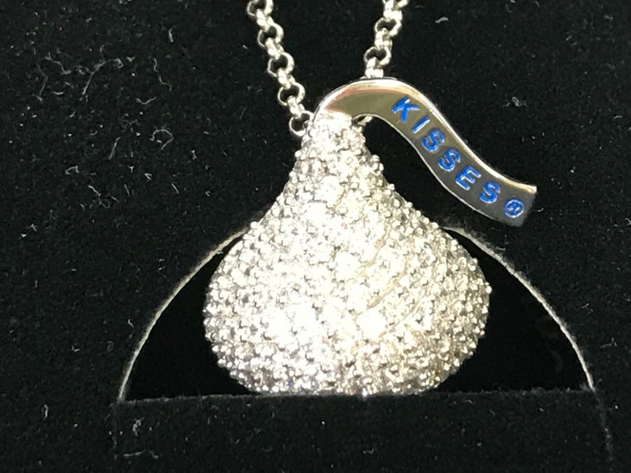 Hershey Kisses Sterling Silver Pendant With CZ Stones And Sterling Silver Chain New In Box [Photo 7]