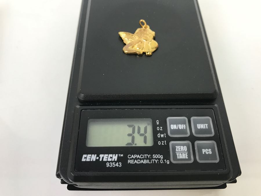 14K Yellow Gold Guardian Angel Pendant By Peter Brams PBD 1992 3.4g [Photo 11]