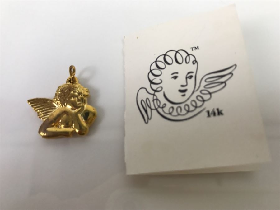 14K Yellow Gold Guardian Angel Pendant By Peter Brams PBD 1992 3.4g [Photo 3]