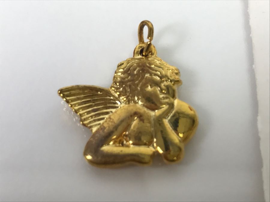 14K Yellow Gold Guardian Angel Pendant By Peter Brams PBD 1992 3.4g [Photo 4]