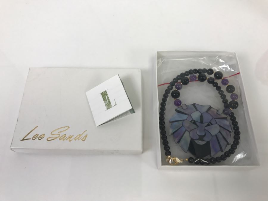 Lee Sands Mother Of Pearl Inlay Lion Pendant Necklace [Photo 2]