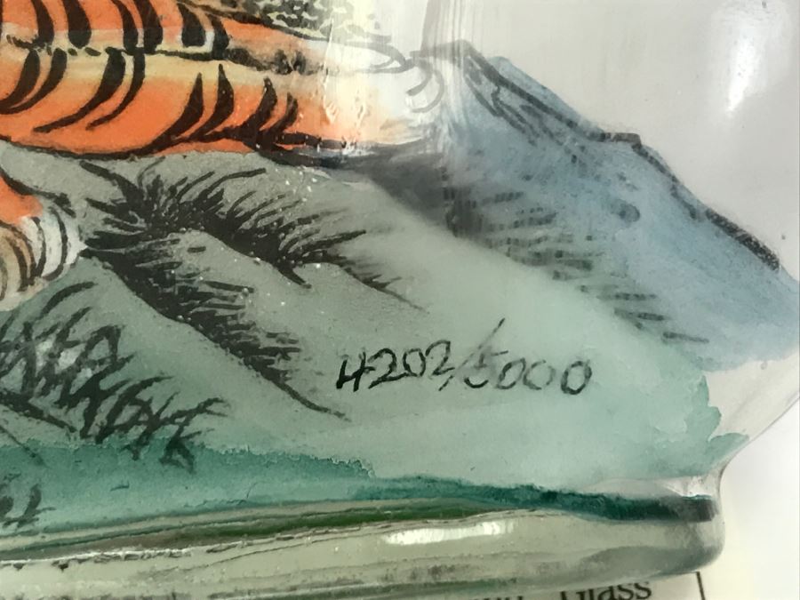Inside Glass Bottle Painting Of Tiger 4202 Of 5000 1993 Knobler International With Original Box [Photo 7]