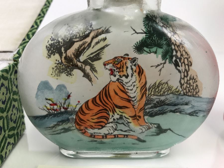 Inside Glass Bottle Painting Of Tiger 4202 Of 5000 1993 Knobler International With Original Box [Photo 3]