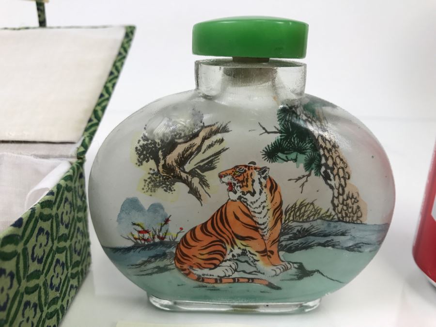Inside Glass Bottle Painting Of Tiger 4202 Of 5000 1993 Knobler International With Original Box [Photo 2]