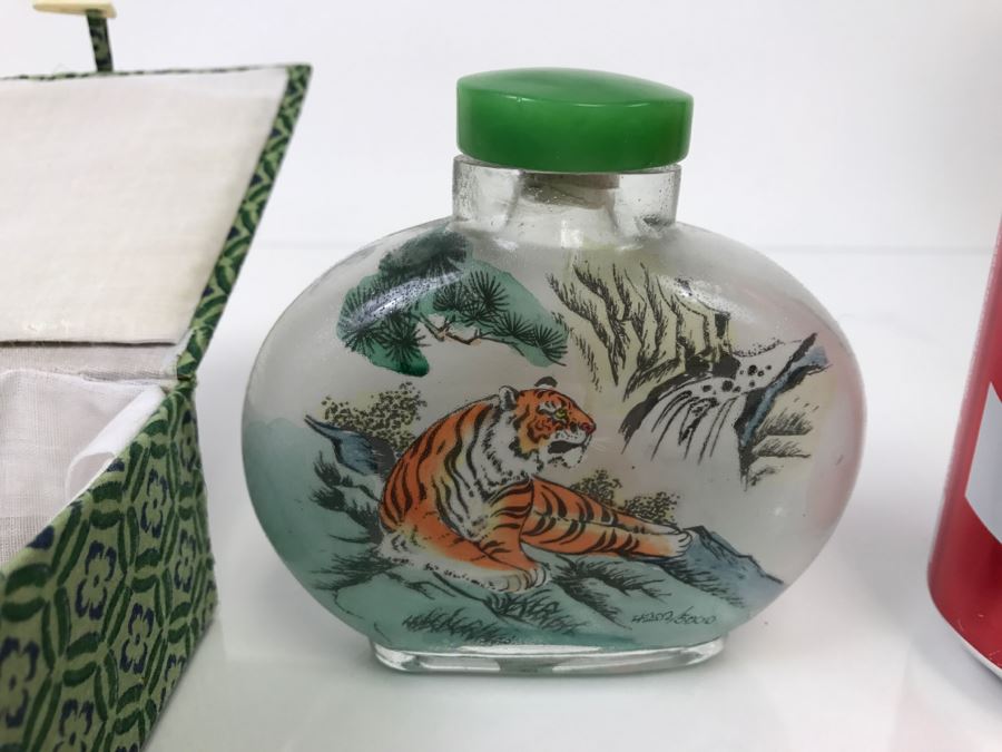 Inside Glass Bottle Painting Of Tiger 4202 Of 5000 1993 Knobler International With Original Box [Photo 5]