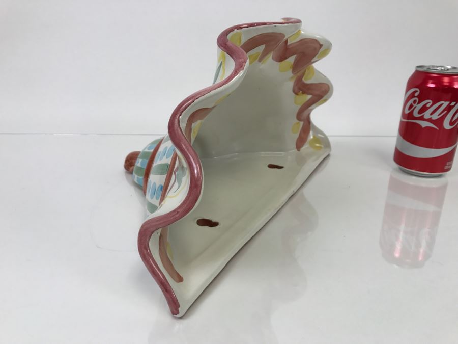 MacKenzie-Childs Hand-Painted Ceramics 'Madison' Pattern Fluted Wall Planter [Photo 2]