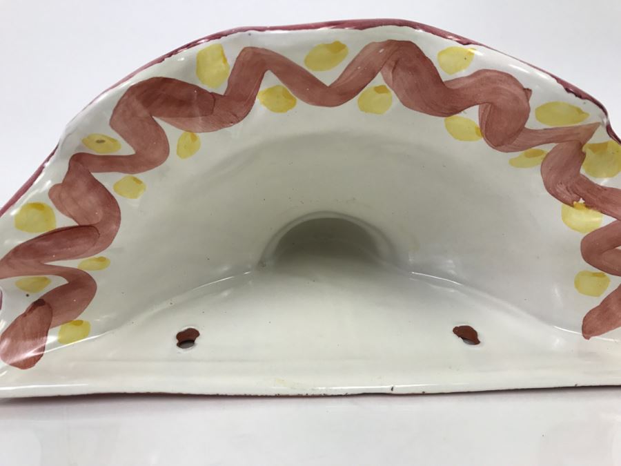 MacKenzie-Childs Hand-Painted Ceramics 'Madison' Pattern Fluted Wall Planter [Photo 5]