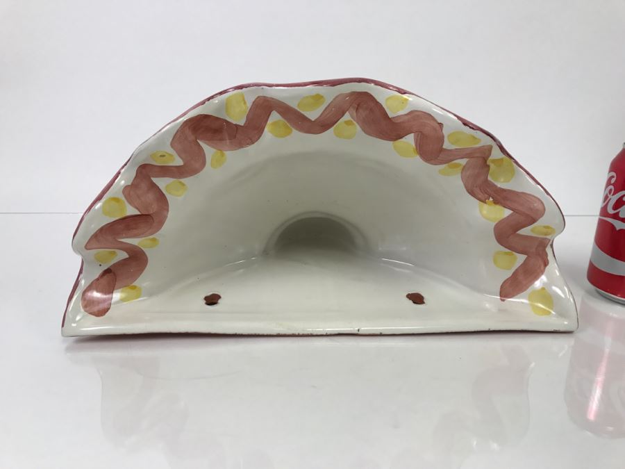 MacKenzie-Childs Hand-Painted Ceramics 'Madison' Pattern Fluted Wall Planter [Photo 4]